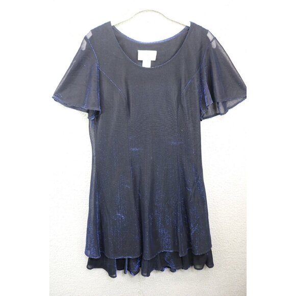 Molly Malloy Evening Vintage Black Blue Iridescent Dress-Size 10-Party-Event Y2K - Picture 1 of 12